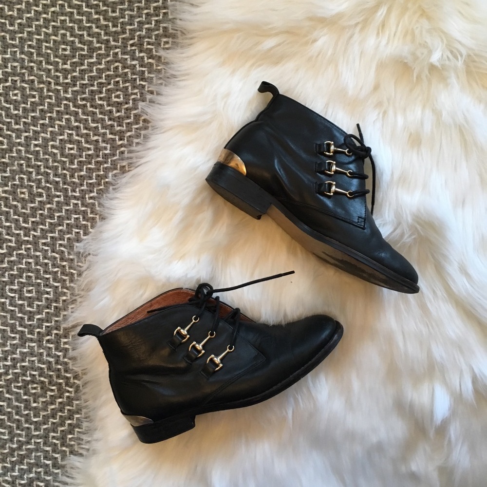 TBA Leather Black w Gold Accents Booties Size 7